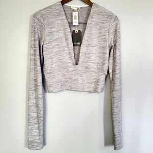 Wilfred Free Aritzia Brigitte Cropped Longsleeve Tee Ashen Color New Lar…